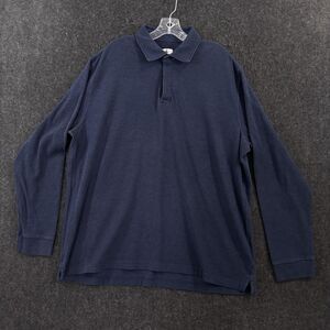 Sharp Lad Polo Shirt Men's XXL Blue Long Sleeve Cotton Knit Stretch Casual